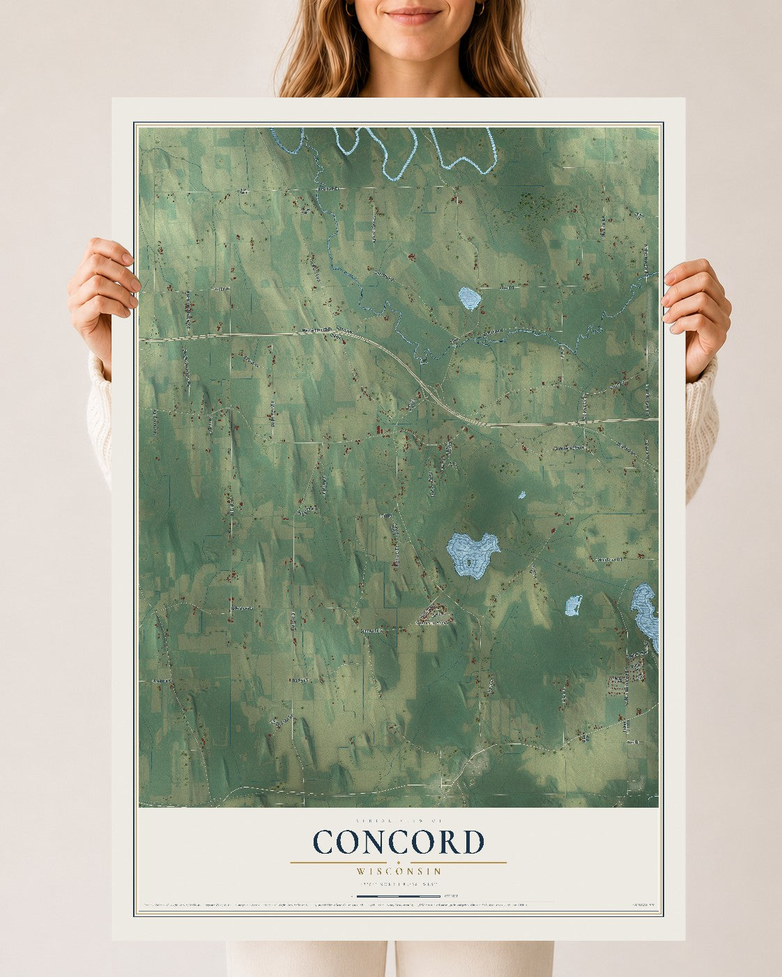 Map of Concord, Wisconsin, 24 x 36 inch unframed archival matte print