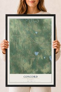 Map of Concord, Wisconsin, 18 x 24 inch print in a black wood frame