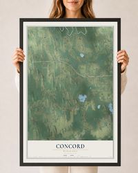 Map of Concord, Wisconsin, 24 x 36 inch print in a black wood frame