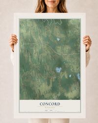 Map of Concord, Wisconsin, 24 x 36 inch print in a white wood frame