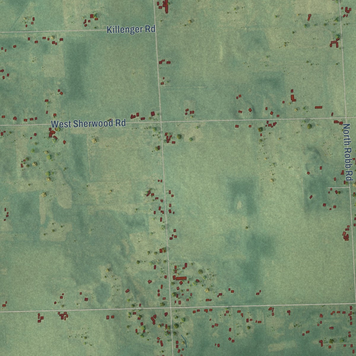 Second close-up of the map of Conway, Michigan print showing more streets and buildings