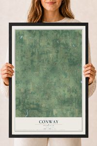 Map of Conway, Michigan, 18 x 24 inch print in a black wood frame