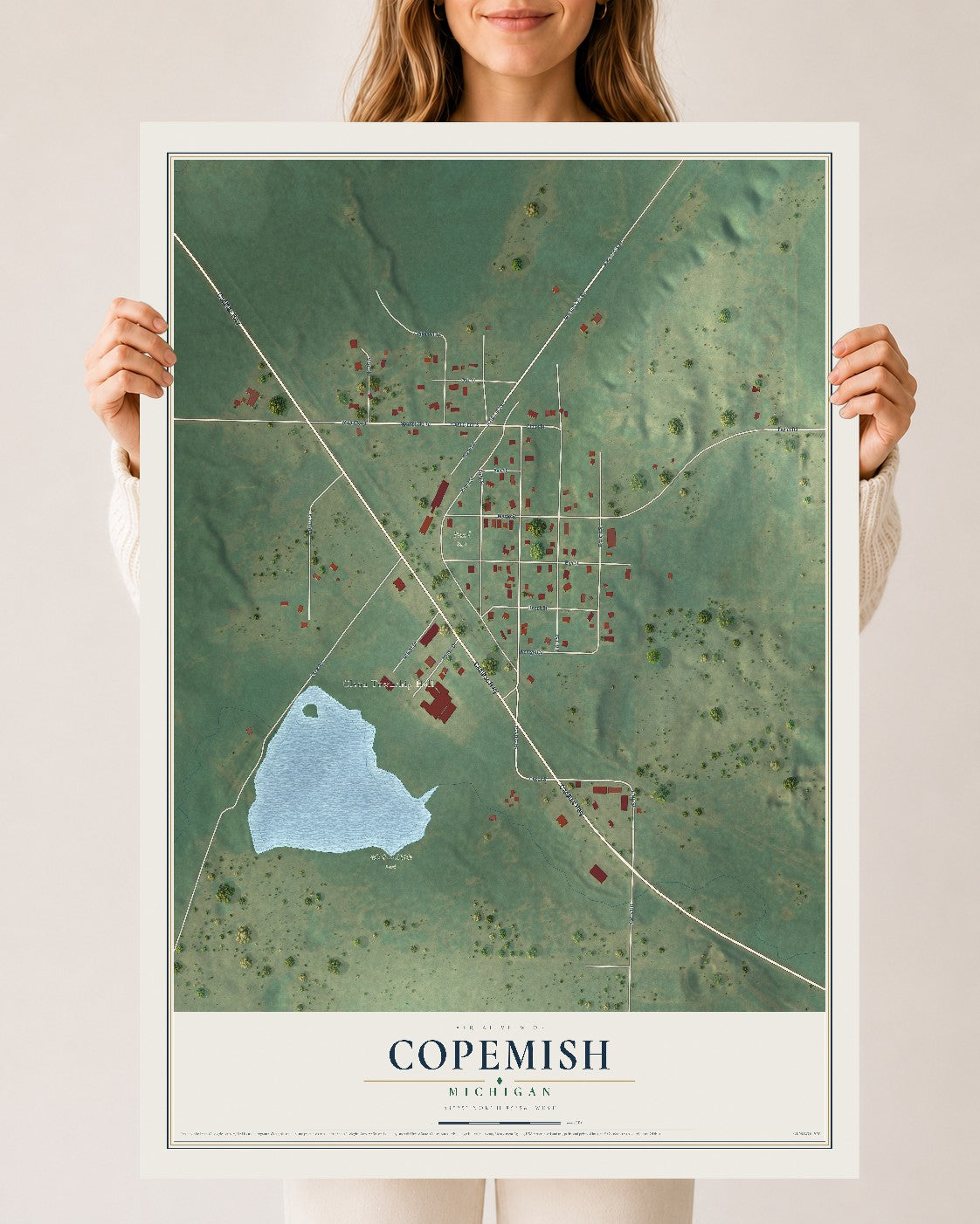 Map of Copemish, Michigan, 24 x 36 inch unframed archival matte print