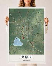 Map of Copemish, Michigan, 24 x 36 inch unframed archival matte print