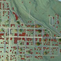 Close-up of the map of Crystal Falls, Michigan print showing street and building detail