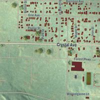 Second close-up of the map of Crystal Falls, Michigan print showing more streets and buildings