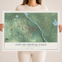 Map of Crystal Falls, Michigan, 18 x 24 inch unframed archival matte print