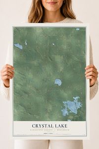 Map of Crystal Lake, Marquette County, Wisconsin, 18 x 24 inch unframed archival matte print