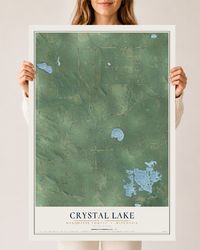 Map of Crystal Lake, Marquette County, Wisconsin, 24 x 36 inch unframed archival matte print