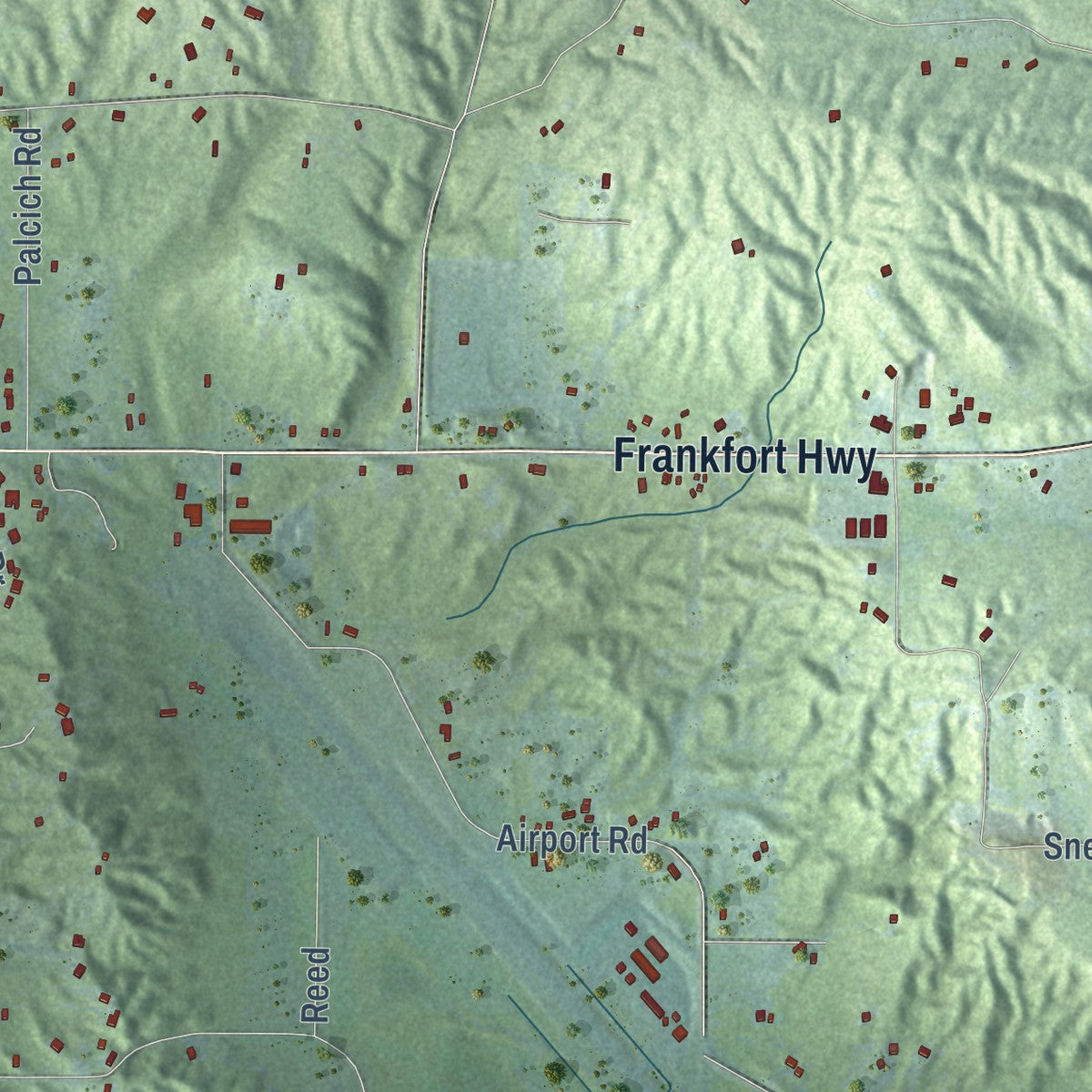 Second close-up of the map of Crystal Lake, Michigan print showing more streets and buildings