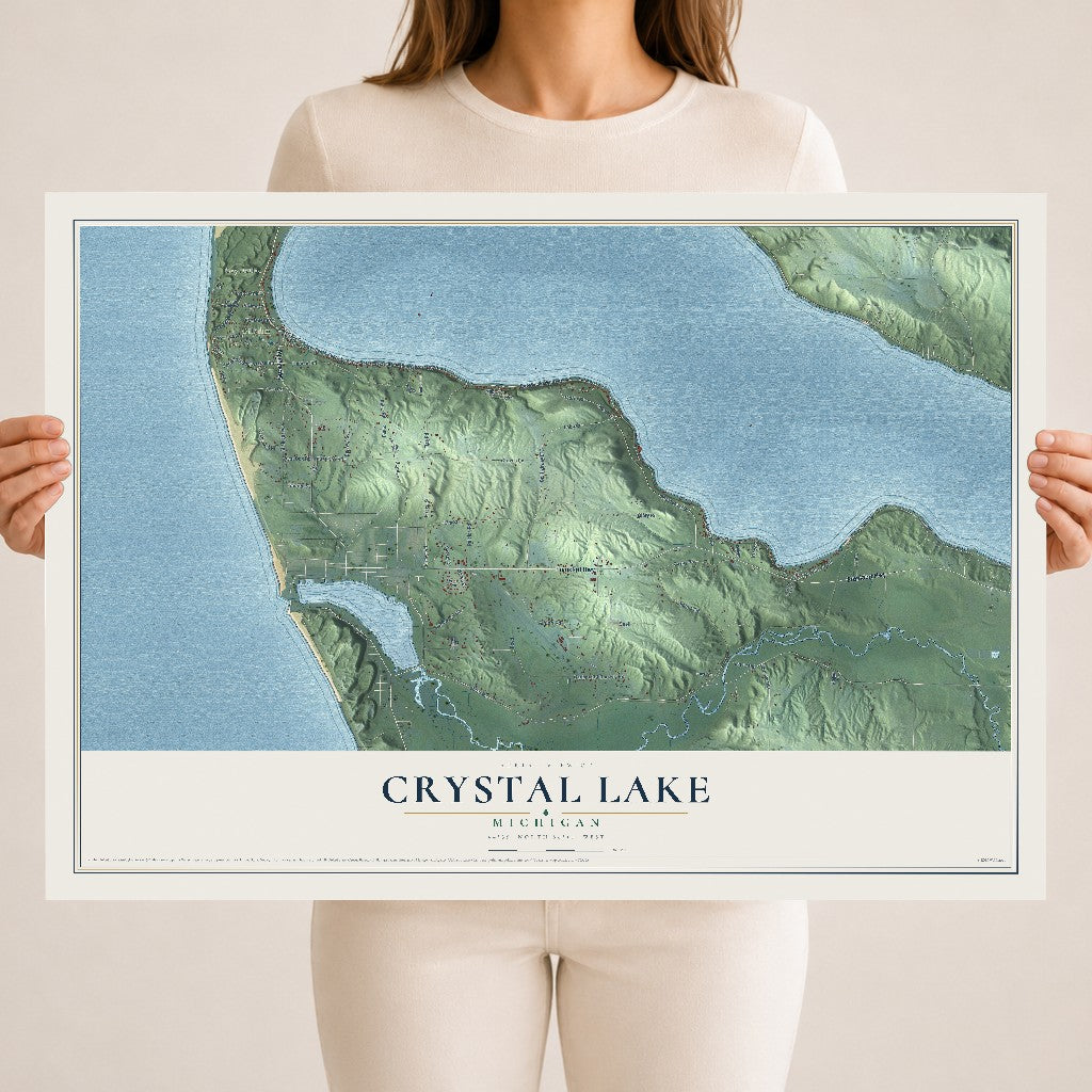 Map of Crystal Lake, Michigan, 18 x 24 inch unframed archival matte print
