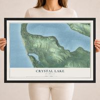 Map of Crystal Lake, Michigan, 18 x 24 inch print in a black wood frame