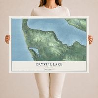 Map of Crystal Lake, Michigan, 24 x 36 inch unframed archival matte print