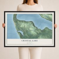 Map of Crystal Lake, Michigan, 24 x 36 inch print in a black wood frame