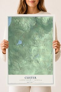 Map of Custer, Antrim County, Michigan, 18 x 24 inch unframed archival matte print