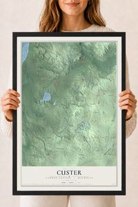 Map of Custer, Antrim County, Michigan, 18 x 24 inch print in a black wood frame