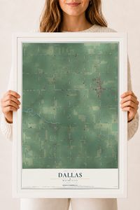 Map of Dallas, Michigan, 18 x 24 inch print in a white wood frame