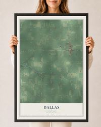 Map of Dallas, Michigan, 24 x 36 inch print in a black wood frame