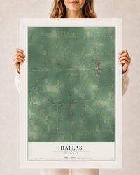 Map of Dallas, Michigan, 24 x 36 inch print in a white wood frame