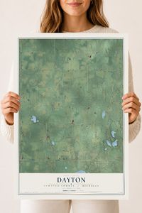 Map of Dayton, Newaygo County, Michigan, 18 x 24 inch unframed archival matte print
