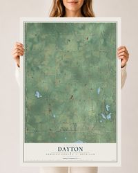 Map of Dayton, Newaygo County, Michigan, 24 x 36 inch unframed archival matte print