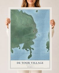 Map of De Tour Village, Michigan, 24 x 36 inch unframed archival matte print