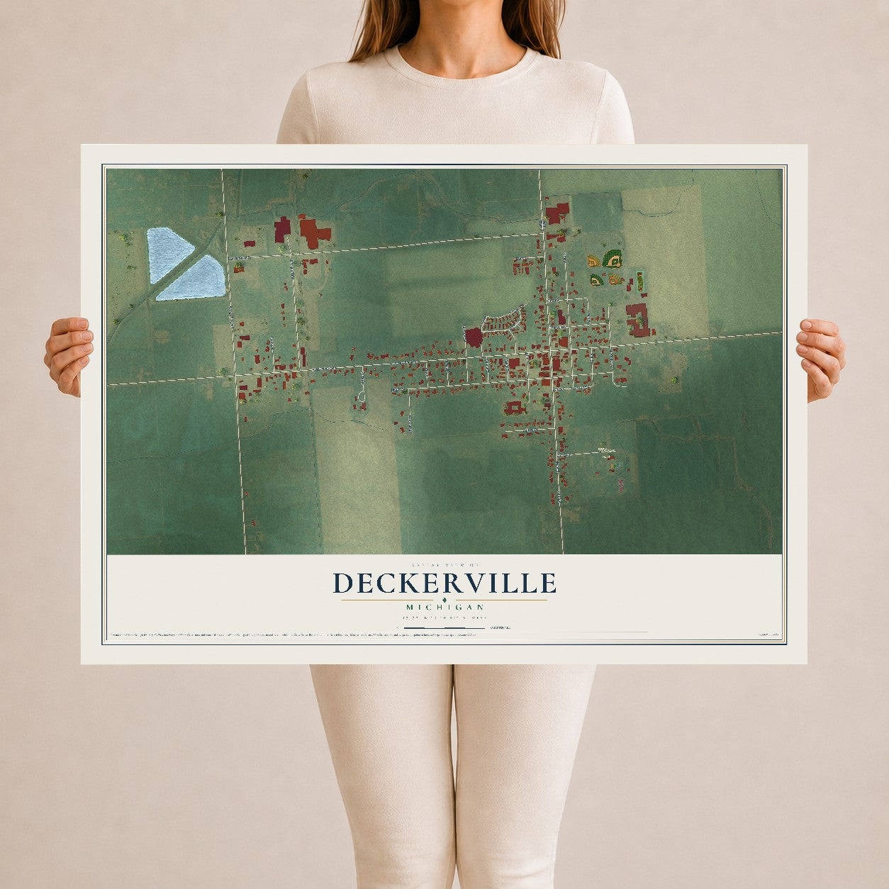 Map of Deckerville, Michigan, 24 x 36 inch unframed archival matte print