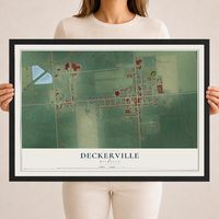 Map of Deckerville, Michigan, 18 x 24 inch print in a black wood frame