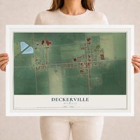 Map of Deckerville, Michigan, 18 x 24 inch print in a white wood frame