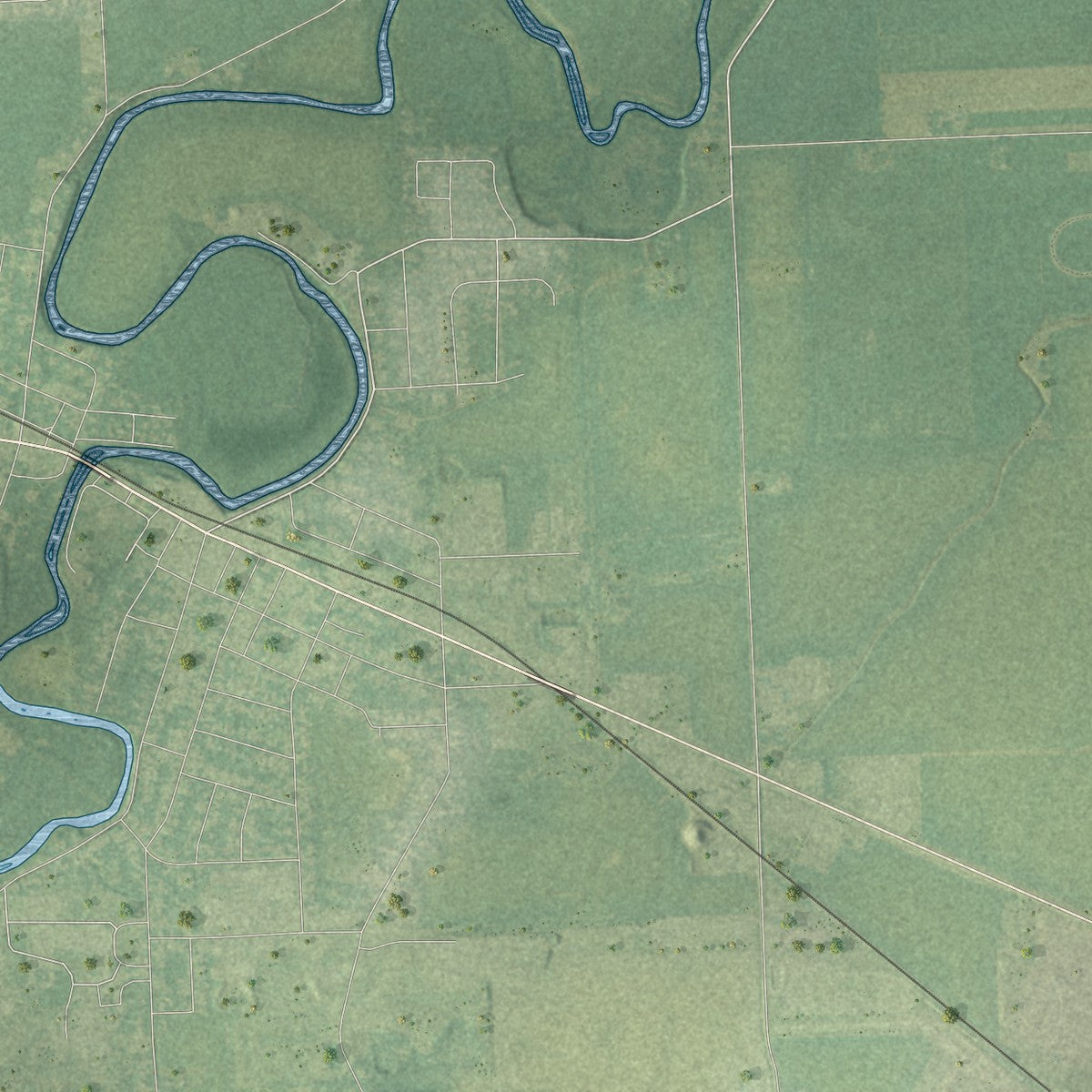 Second close-up of the map of Deerfield, Lenawee County, Michigan print showing more streets and buildings