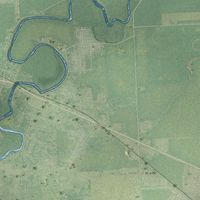 Second close-up of the map of Deerfield, Lenawee County, Michigan print showing more streets and buildings
