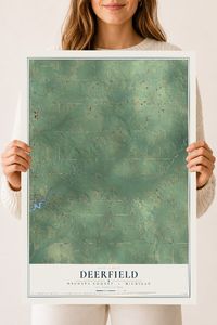 Map of Deerfield, Mecosta County, Michigan, 18 x 24 inch unframed archival matte print
