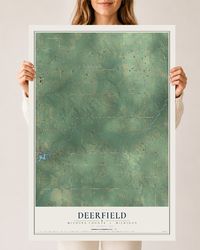 Map of Deerfield, Mecosta County, Michigan, 24 x 36 inch unframed archival matte print