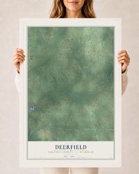 Map of Deerfield, Mecosta County, Michigan, 24 x 36 inch print in a white wood frame