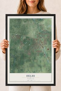 Map of Delhi, Michigan, 18 x 24 inch print in a black wood frame
