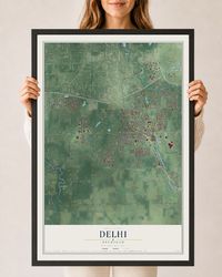 Map of Delhi, Michigan, 24 x 36 inch print in a black wood frame