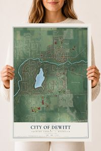 Map of DeWitt, Michigan, 18 x 24 inch unframed archival matte print