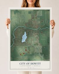 Map of DeWitt, Michigan, 24 x 36 inch unframed archival matte print