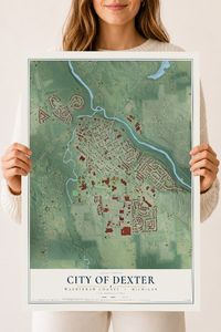 Map of Dexter, Michigan, 18 x 24 inch unframed archival matte print