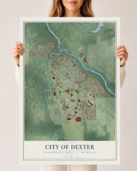 Map of Dexter, Michigan, 24 x 36 inch unframed archival matte print