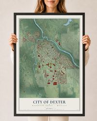 Map of Dexter, Michigan, 24 x 36 inch print in a black wood frame