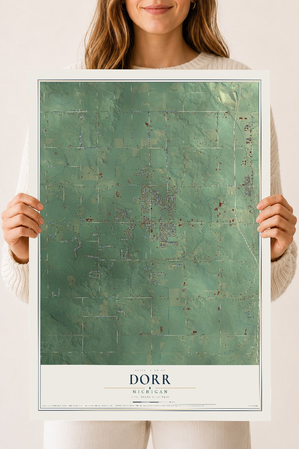 Map of Dorr, Michigan, 18 x 24 inch unframed archival matte print