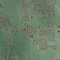 Close-up of the map of Dorr, Michigan print showing street and building detail