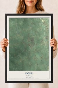 Map of Dorr, Michigan, 18 x 24 inch print in a black wood frame