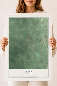 Map of Dorr, Michigan, 18 x 24 inch print in a white wood frame