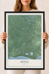 Map of Doyle, Michigan, 18 x 24 inch print in a black wood frame