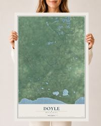 Map of Doyle, Michigan, 24 x 36 inch unframed archival matte print