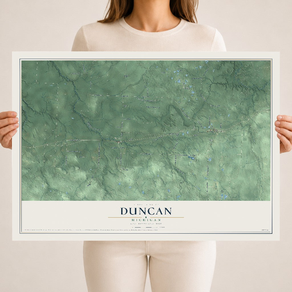 Map of Duncan, Michigan, 18 x 24 inch unframed archival matte print