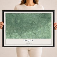 Map of Duncan, Michigan, 18 x 24 inch print in a black wood frame