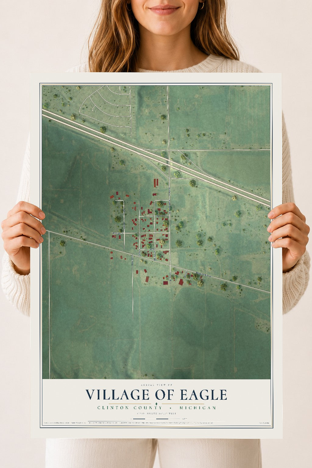 Map of Eagle, Michigan, 18 x 24 inch unframed archival matte print